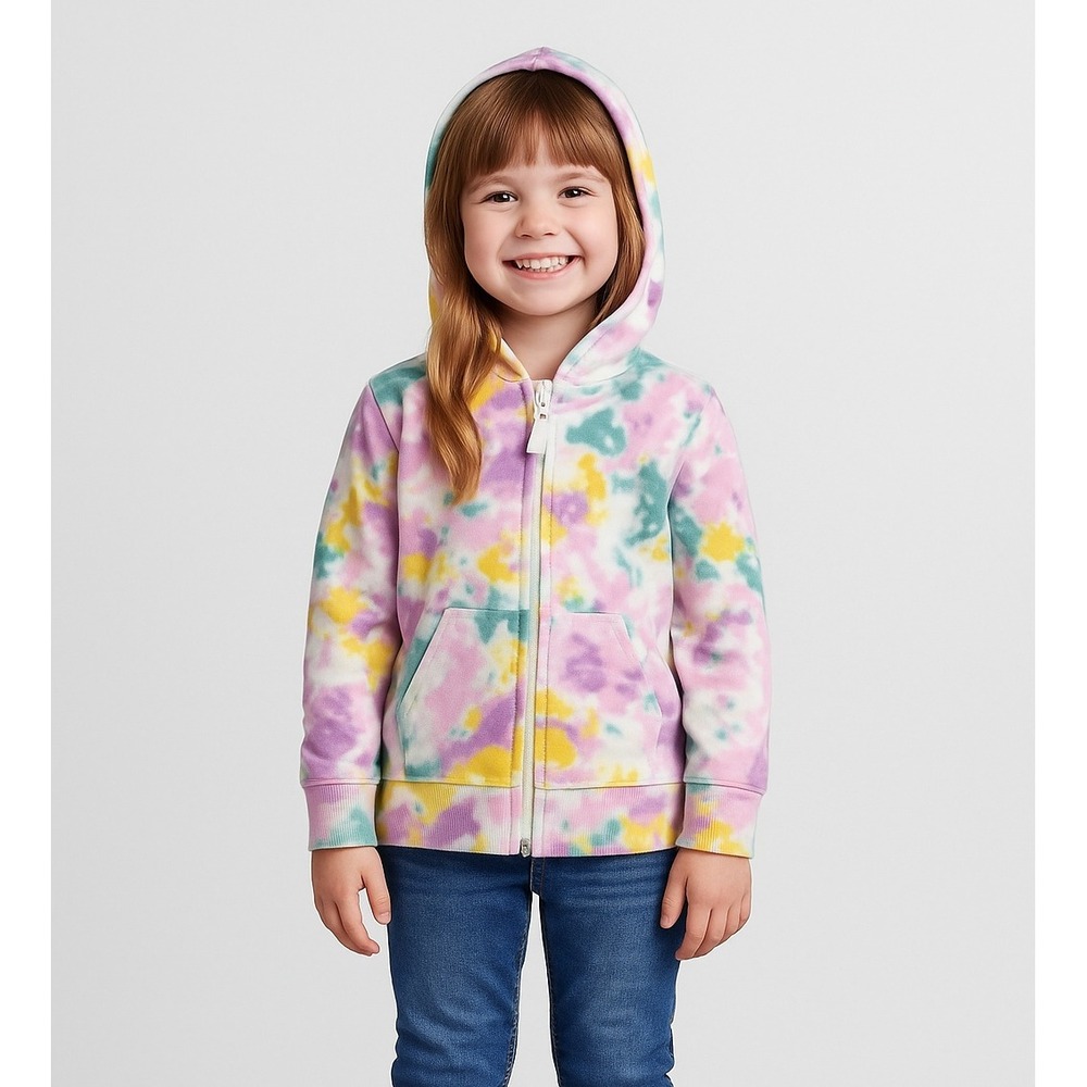 Cat and Jack Kids Tie Dye Hoodie Long Sleeve Zip Up Size XS 4-5